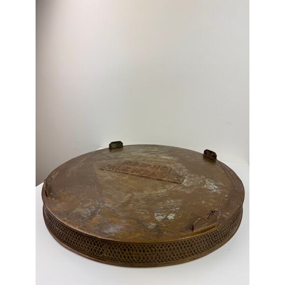 VINTAGE MCM Brass Round Serving Tea Tray Platter Decorative Vanity Tray LARGE - Picture 7 of 8